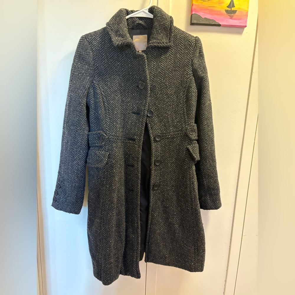 Smart Set Charcoal Herringbone Trench Coat